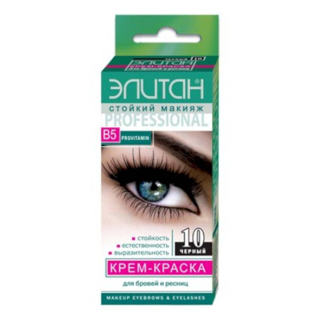 ELITAN Крем-краска для бровей и ресниц № 10 Черная, 5мл